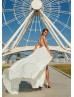 Ivory Lace Chiffon Keyhole Back Slit Exclusive Wedding Dress